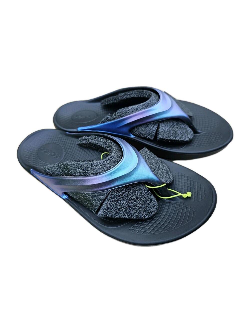 OOFOS OOlala Sandle US Womens 11 Midnight Thong Specter NIB Blue Purple Black